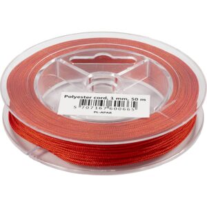 Polyester snor, tykkelse 1 mm, rød, 50 m/ 1 rl.