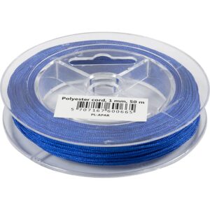 Polyester snor, tykkelse 1 mm, blå, 50 m/ 1 rl.
