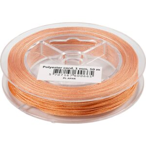Polyester snor, tykkelse 1 mm, orange, 50 m/ 1 rl.