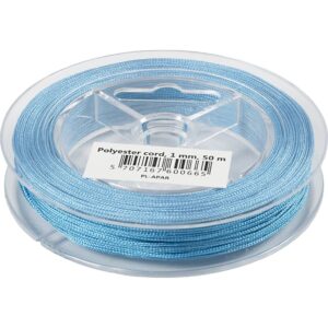 Polyester snor, tykkelse 1 mm, lyseblå, 50 m/ 1 rl.