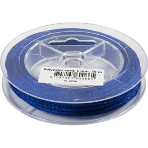 Polyester snor, tykkelse 1 mm, mørk blå, 50 m/ 1 rl.