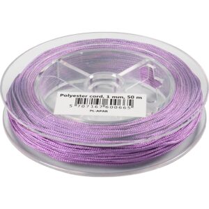 Polyester snor, tykkelse 1 mm, lys lilla, 50 m/ 1 rl.