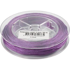 Polyester snor, tykkelse 1 mm, mørk lilla, 50 m/ 1 rl.