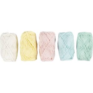 Bomuldsgarn, nr. 8/4, L: 5x50 m, pastelfarver, 5x20 g/ 1 pk.