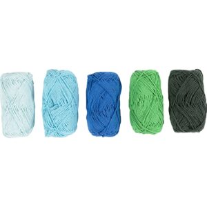 Bomuldsgarn, nr. 8/4, L: 5x50 m, blå/grøn harmoni, 5x20 g/ 1 pk.