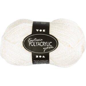 Fantasia Polyacrylgarn, L: 80 m, pind 4,5-5, hvid, 50 g/ 1 ngl.
