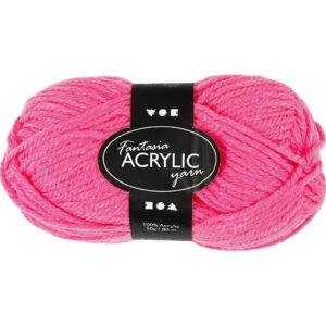 Fantasia Polyacrylgarn, L: 80 m, pind 4,5-5, neon pink, 50 g/ 1 ngl.