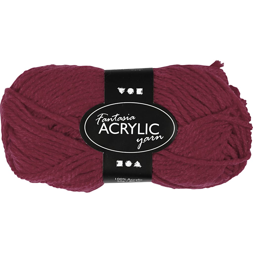 Fantasia Polyacrylgarn, L: 80 m, pind 4,5-5, bordeaux, 50 g/ 1 ngl.