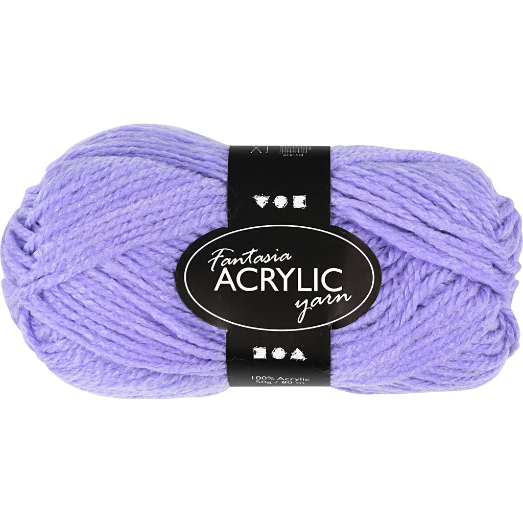 Fantasia Polyacrylgarn, L: 80 m, pind 4,5-5, lys lilla, 50 g/ 1 ngl.