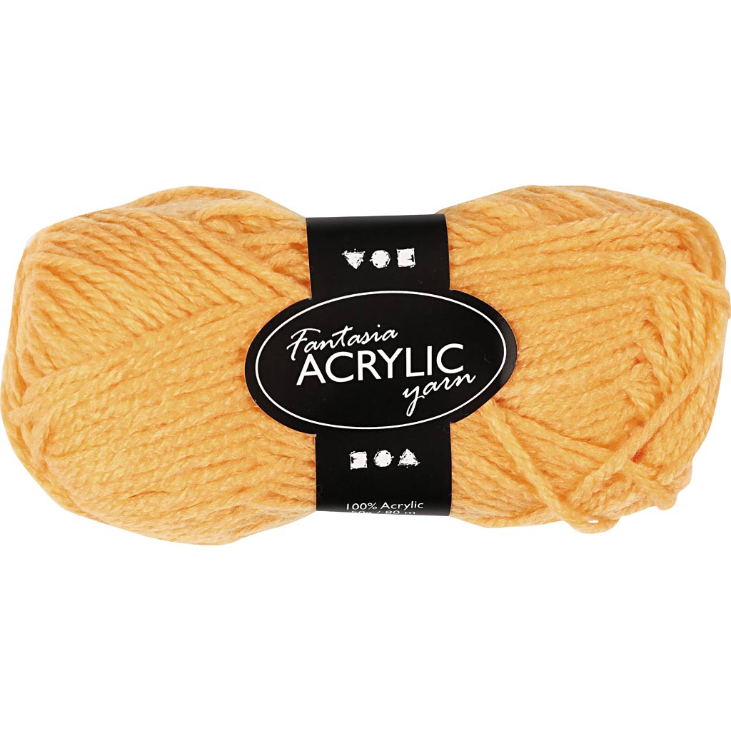 Fantasia Polyacrylgarn, L: 80 m, pind 4,5-5, karrygul, 50 g/ 1 ngl.