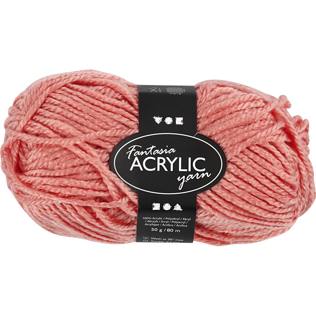 Fantasia Polyacrylgarn, L: 80 m, pind 4,5-5, koral, 50 g/ 1 ngl.