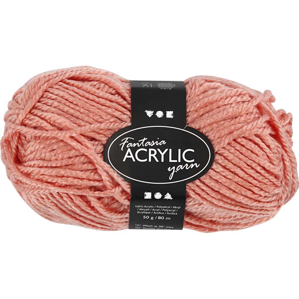 Fantasia Polyacrylgarn, L: 80 m, pind 4,5-5, peach, 50 g/ 1 ngl.