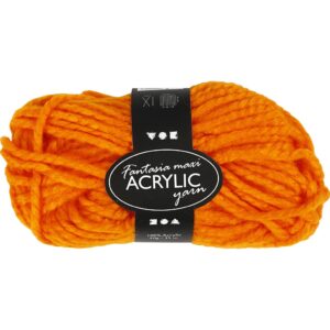 Fantasia Polyacrylgarn, L: 35 m, pind 9-10, neon orange, 50 g/ 1 ngl.