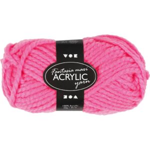 Fantasia Polyacrylgarn, L: 35 m, pind 9-10, neon pink, 50 g/ 1 ngl.