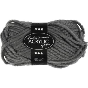 Fantasia Polyacrylgarn, L: 35 m, pind 9-10, mørk grå, 50 g/ 1 ngl.