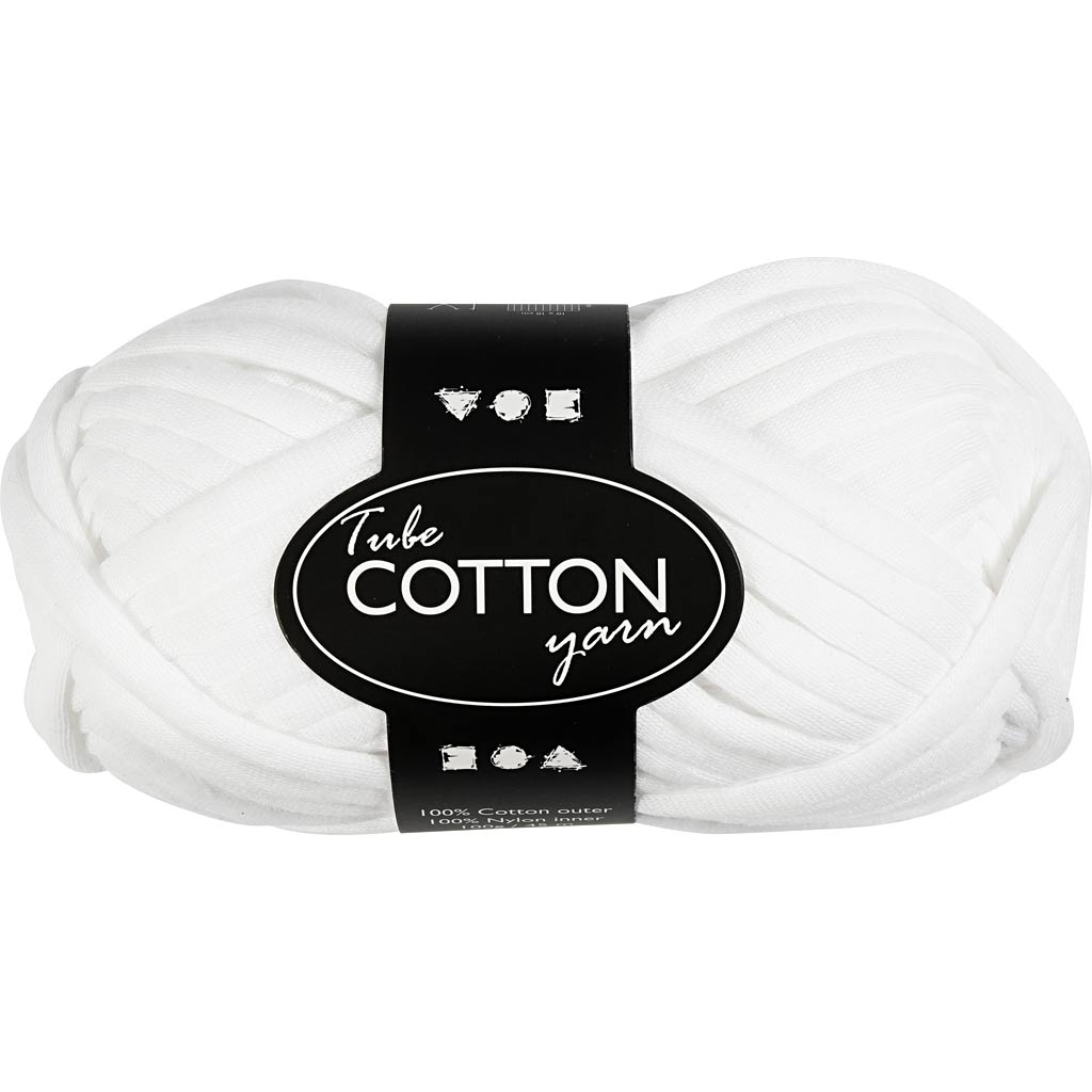 Tubegarn, L: 45 m, pind 10-12, hvid, 100 g/ 1 ngl.