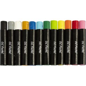 Oliepastel, L: 7 cm, tykkelse 11 mm, standardfarver, 12 stk./ 1 pk.