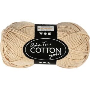 Bomuldsgarn, nr. 8/4, pind 3-3,5, lys brun, 170 m, 50 g/ 1 ngl.