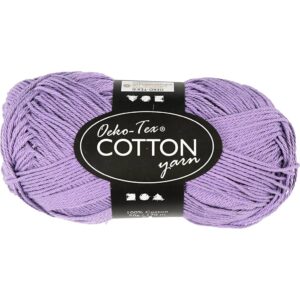 Bomuldsgarn, nr. 8/4, pind 3-3,5, lys lilla, 170 m, 50 g/ 1 ngl.
