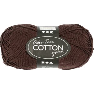 Bomuldsgarn, nr. 8/4, pind 3-3,5, brun, 170 m, 50 g/ 1 ngl.