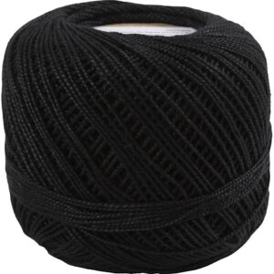 Merceriseret bomuldsgarn, nål 2-2,5, sort, 125 m, 20 g/ 1 ngl.
