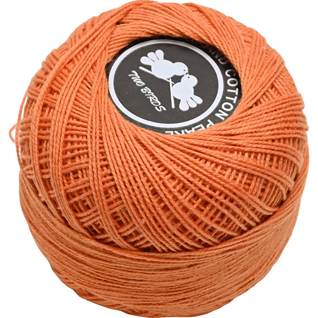 Merceriseret bomuldsgarn, nål 2-2,5, orange, 125 m, 20 g/ 1 ngl.