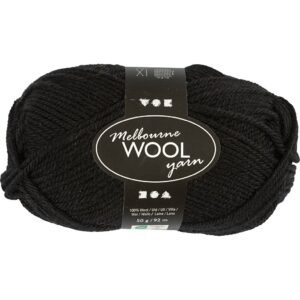 Melbourne Uldgarn, L: 92 m, pind 4-5,5, sort, 50 g/ 1 ngl.
