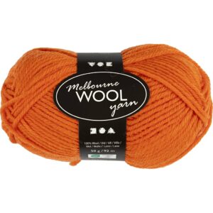 Melbourne Uldgarn, L: 92 m, pind 4-5,5, orange, 50 g/ 1 ngl.