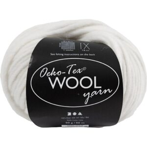 Uldgarn, L: 50 m, pind 6-7, hvid, 50 g/ 1 ngl.
