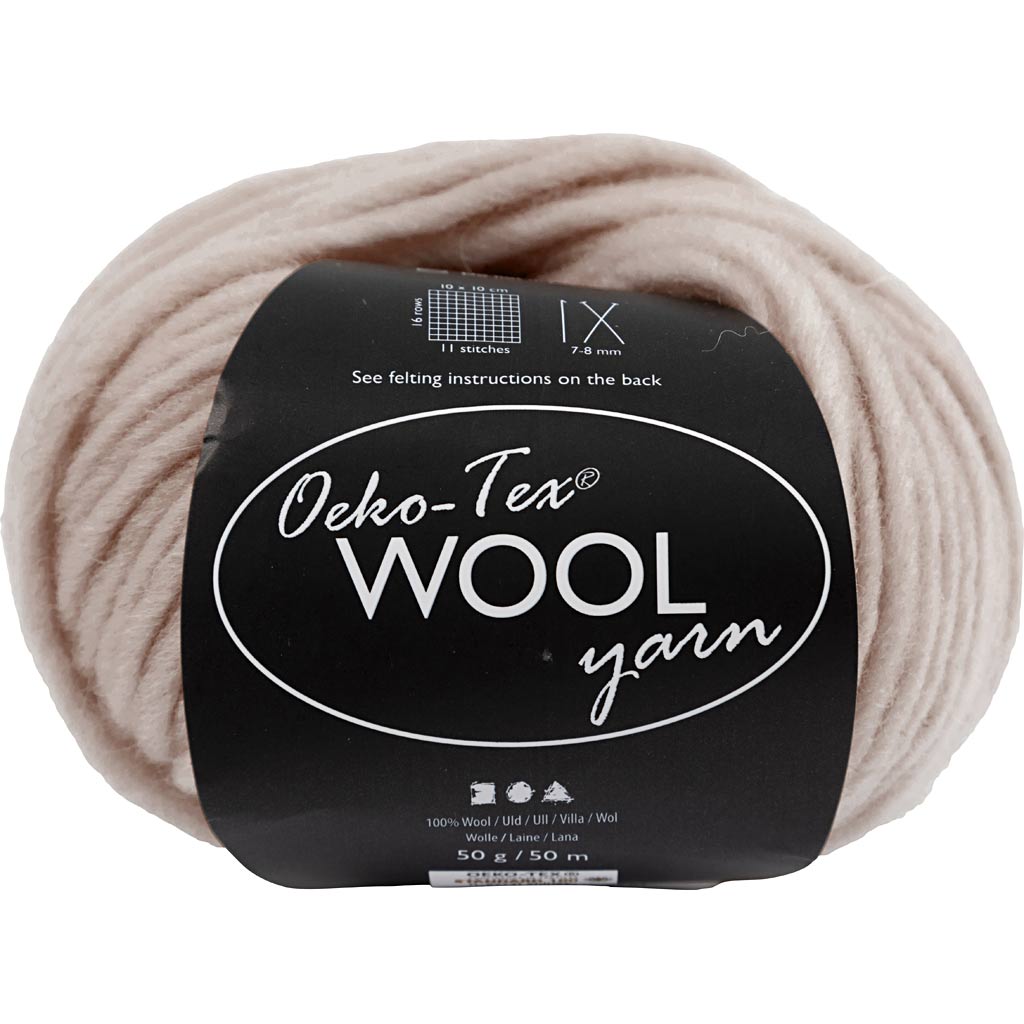 Uldgarn, L: 50 m, pind 6-7, beige, 50 g/ 1 ngl.