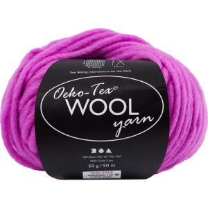 Uldgarn, L: 50 m, pind 6-7, neon pink, 50 g/ 1 ngl.