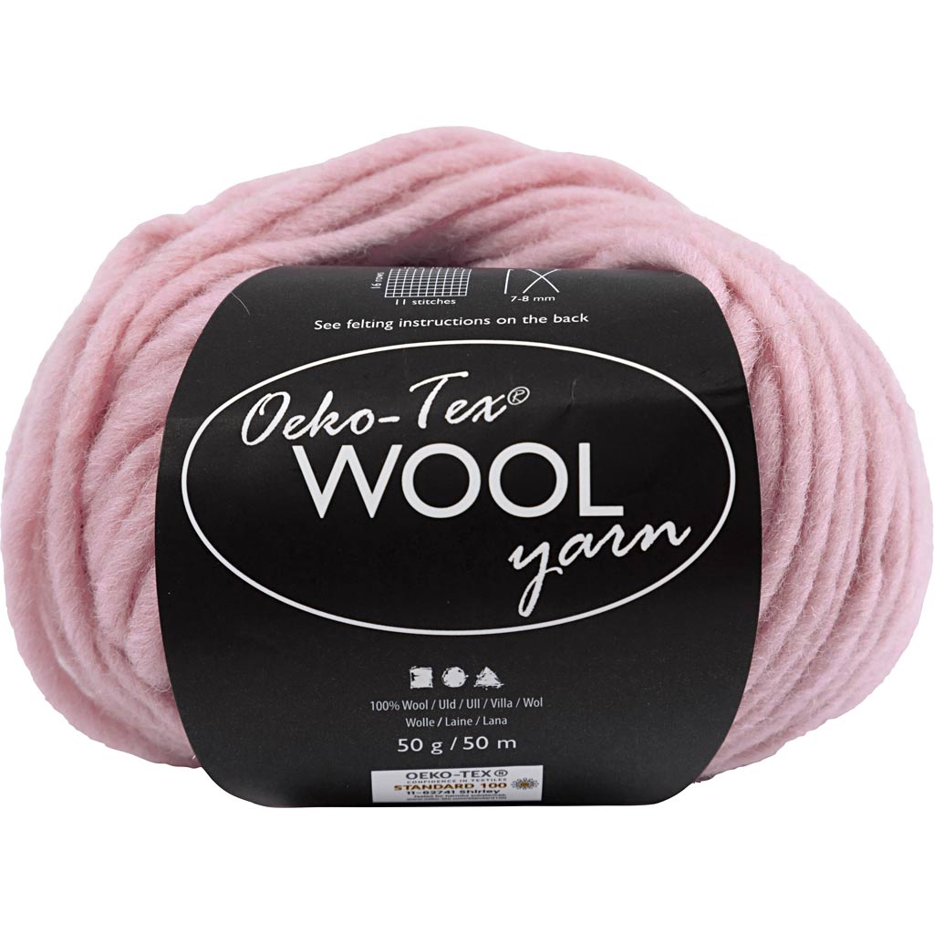 Uldgarn, L: 50 m, pind 6-7, rosa, 50 g/ 1 ngl.