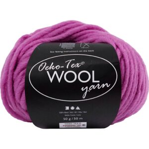Uldgarn, L: 50 m, pind 6-7, cerise, 50 g/ 1 ngl.