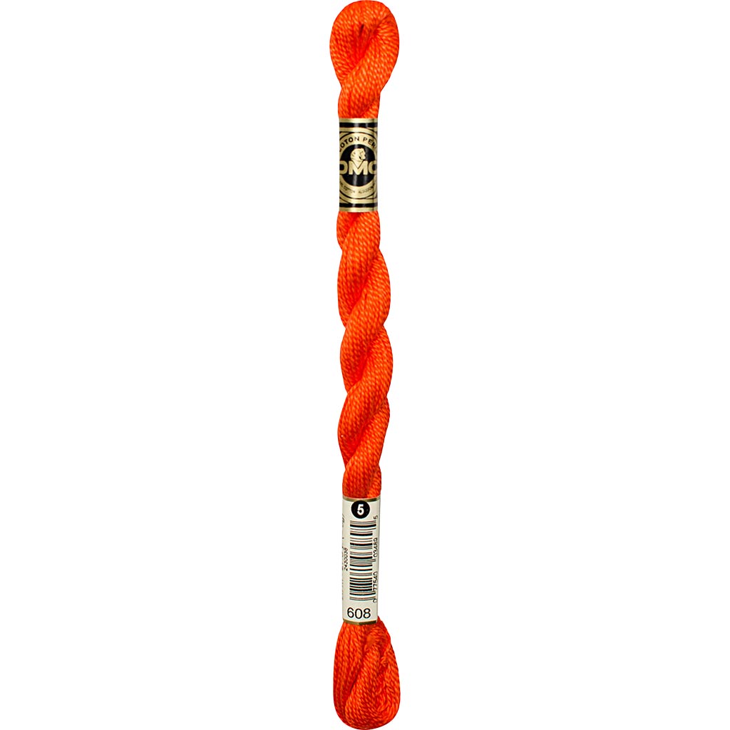 DMC perlegarn, nr. 5, orange (608), 300 m, 12x25 m/ 1 pk.