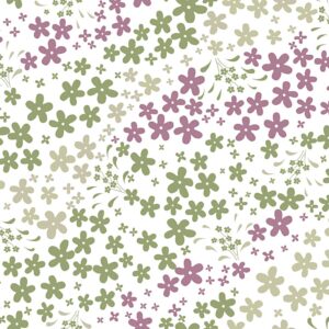 Bomuldsstof, blomster, B: 145 cm, 142 g, hvid, 10 m/ 1 rl.
