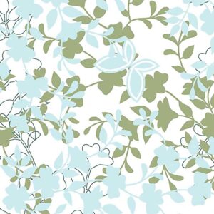 Bomuldsstof, blomster, B: 145 cm, 142 g, hvid, 10 m/ 1 rl.