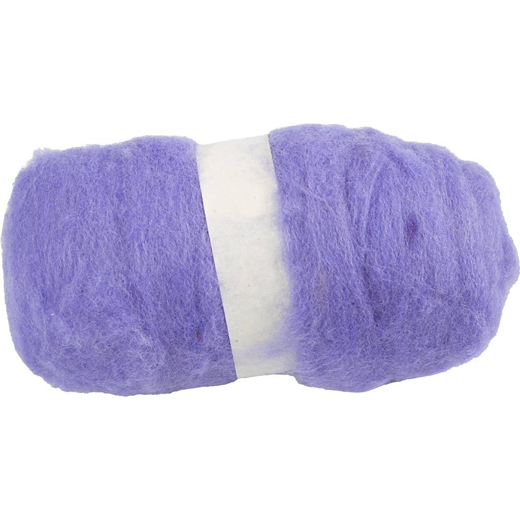 Kartet Uld, støvet lilla, 100 g/ 1 bdt.