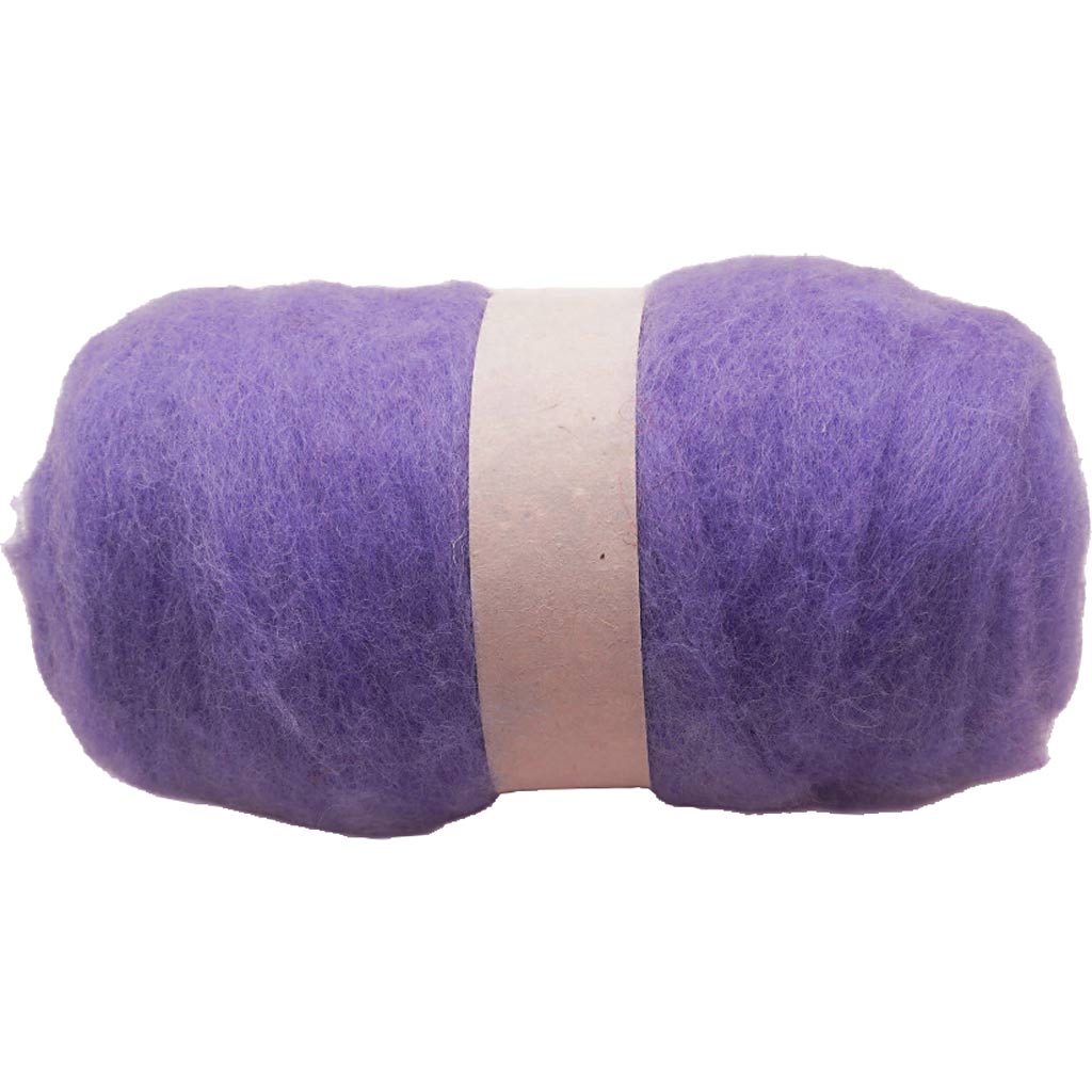 Kartet Uld, mørk lilla, 100 g/ 1 bdt.