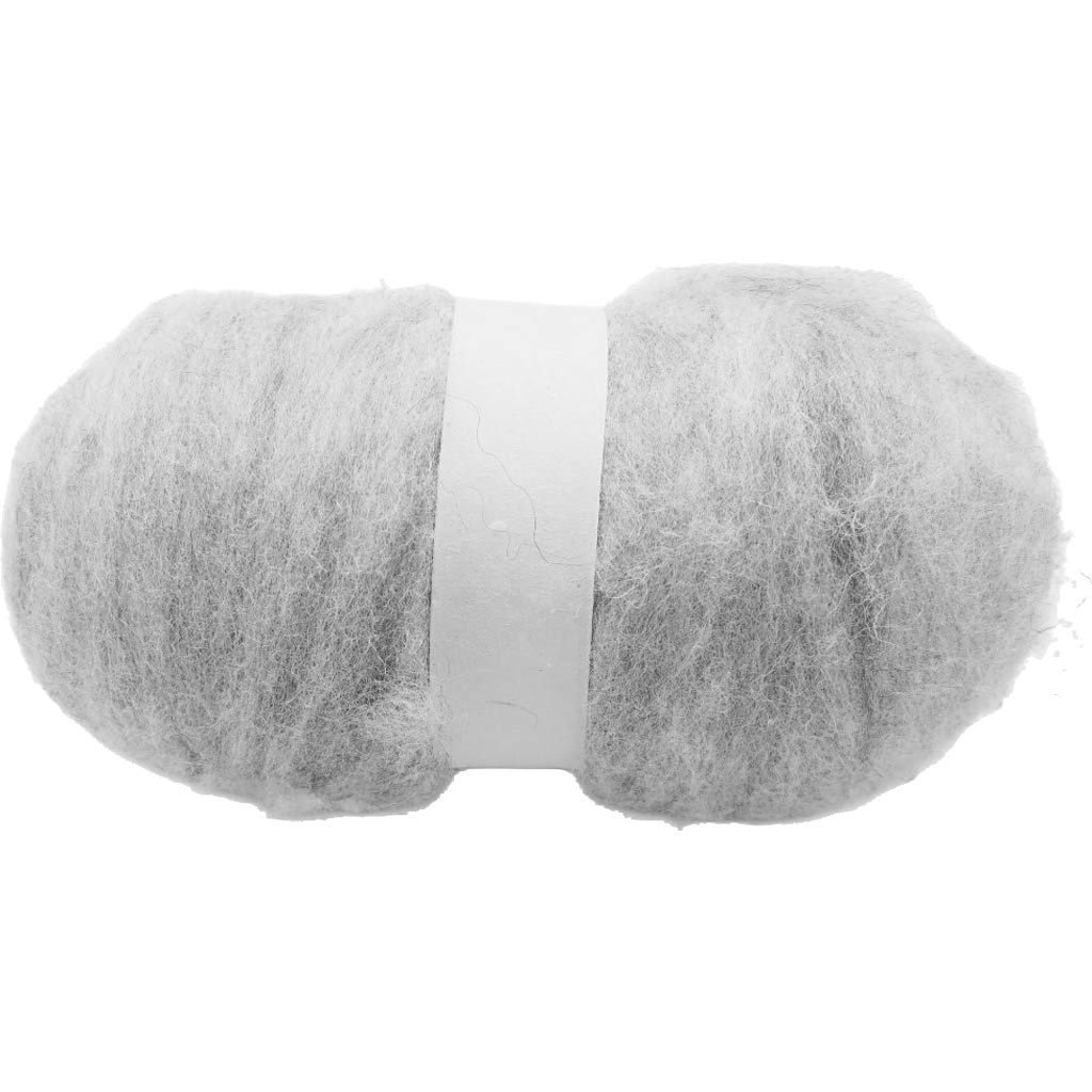 Kartet Uld, lys grå, 100 g/ 1 bdt.