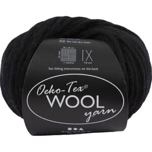 Uldgarn, L: 50 m, pind 8-9, sort, 50 g/ 1 ngl.