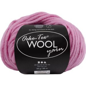 Uldgarn, L: 50 m, pind 8-9, lys pink, 50 g/ 1 ngl.