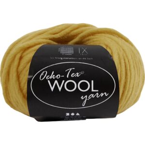 Uldgarn, L: 50 m, pind 8-9, karrygul, 50 g/ 1 ngl.