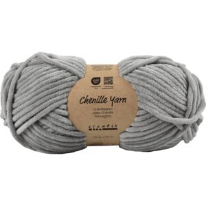 Velourgarn, L: 105 m, pind 5-6, mørk grå, 100 g/ 1 ngl.