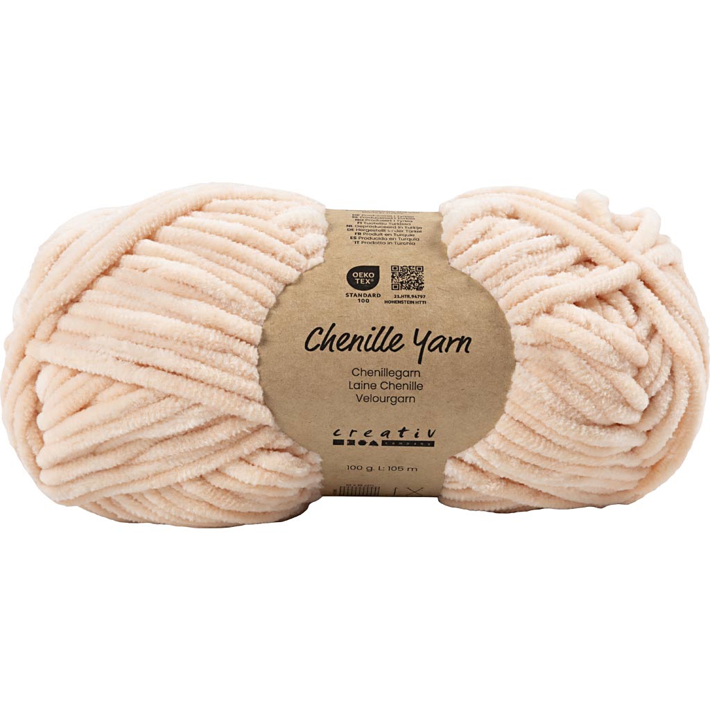 Velourgarn, L: 105 m, pind 5-6, lys rød, 100 g/ 1 ngl.