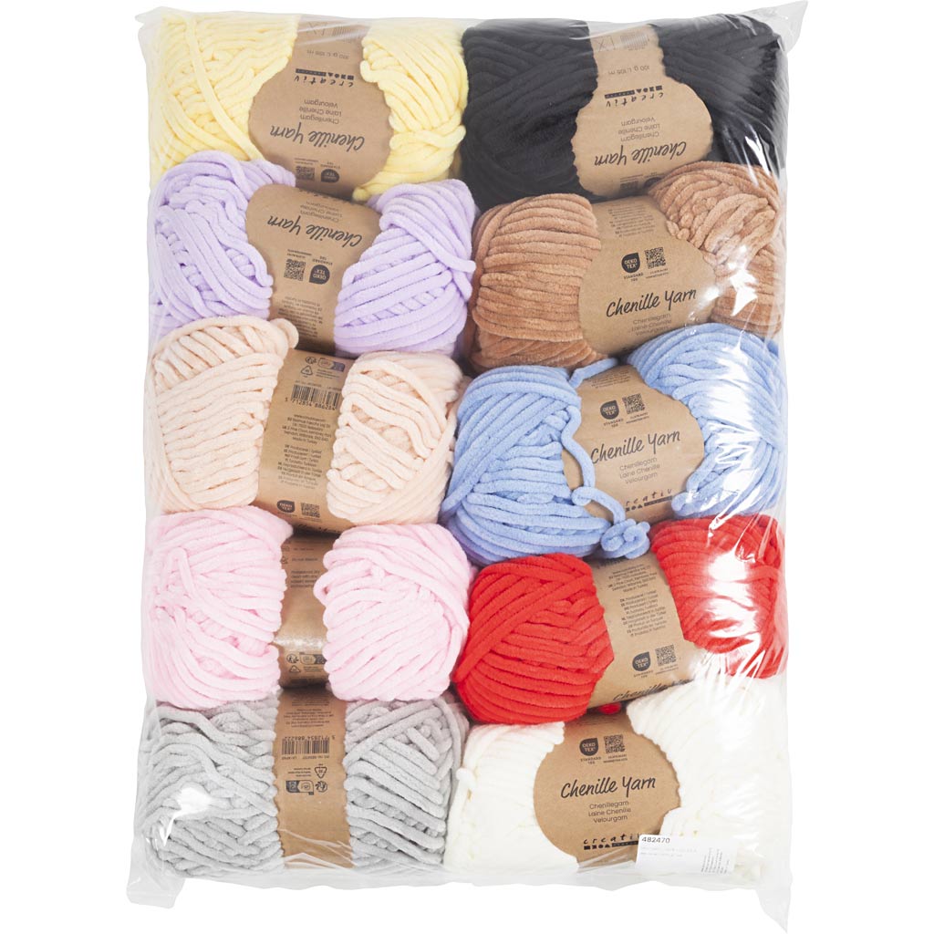 Velourgarn, L: 10x105 m, pind 5-6, ass. farver, 10x100 g/ 1 pk. - Image 2