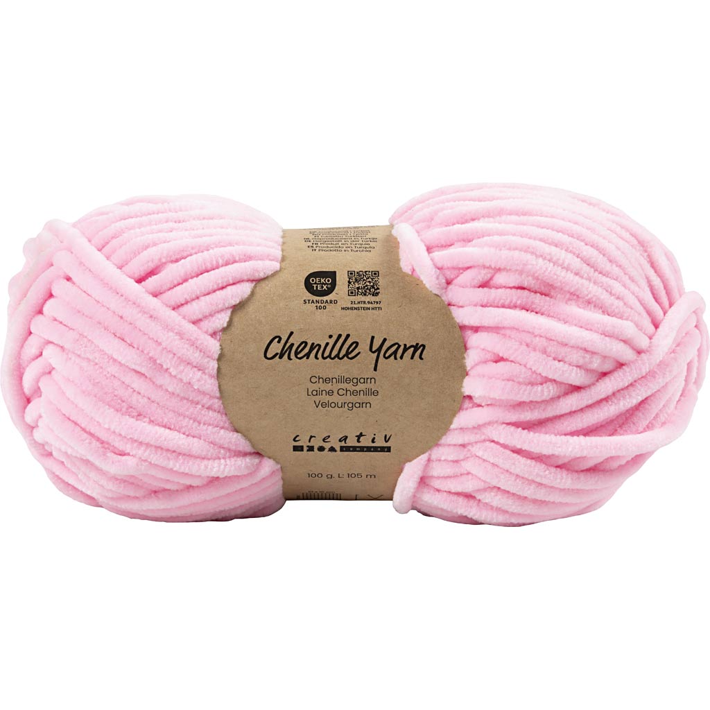 Velourgarn, L: 105 m, pind 5-6, lys pink, 100 g/ 1 ngl.