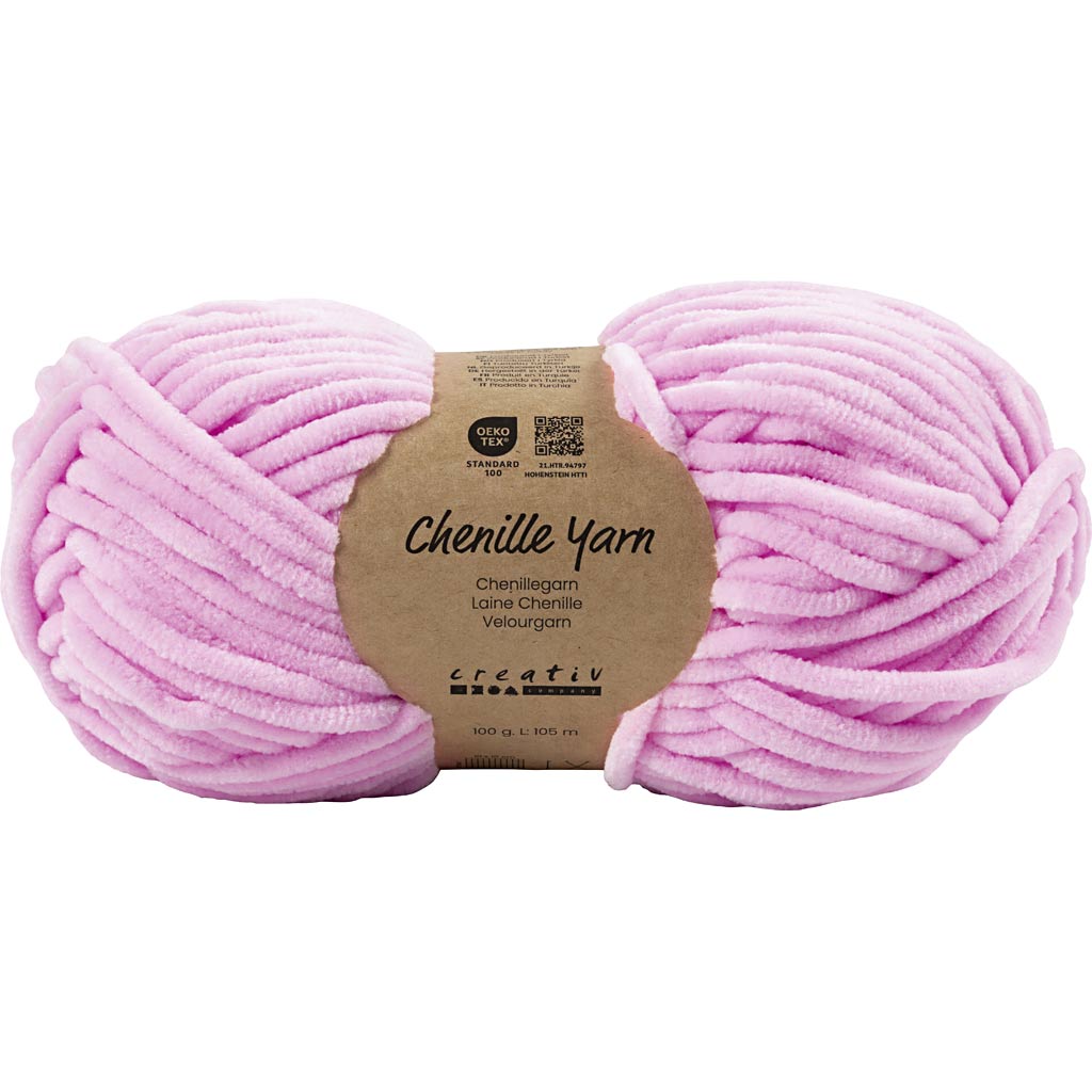 Velourgarn, L: 105 m, pind 5-6, mørk pink, 100 g/ 1 ngl.
