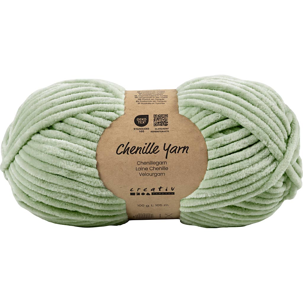 Velourgarn, L: 105 m, pind 5-6, saga grøn, 100 g/ 1 ngl.