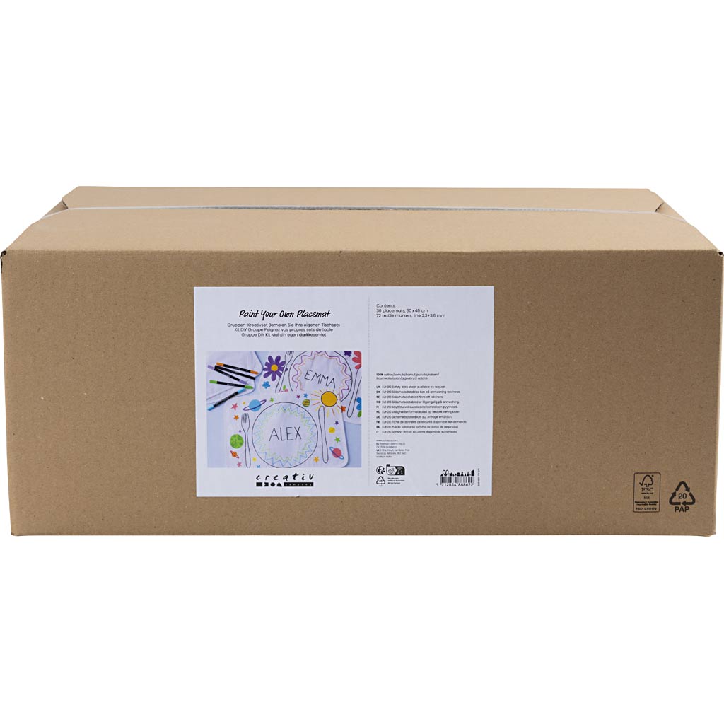Gruppe DIY Kit Mal din egen dækkeserviet, str. 30x45 cm, streg 2,3+3,6 mm, ass. farver, 30 stk./ 1 pk. - Image 2