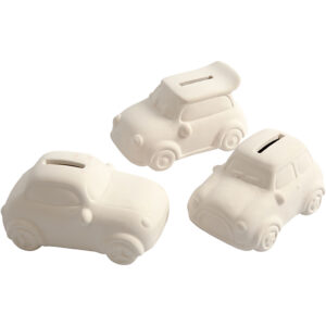 Sparebiler, H: 5,5 cm, L: 12,5 cm, B: 7,8 cm, hvid, 12 stk./ 1 pk.